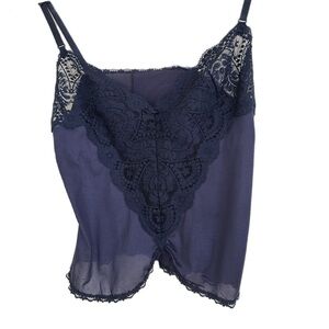 🤩 Vintage Blue Lace Camisole Teddy Bralette +FREE GIFT!